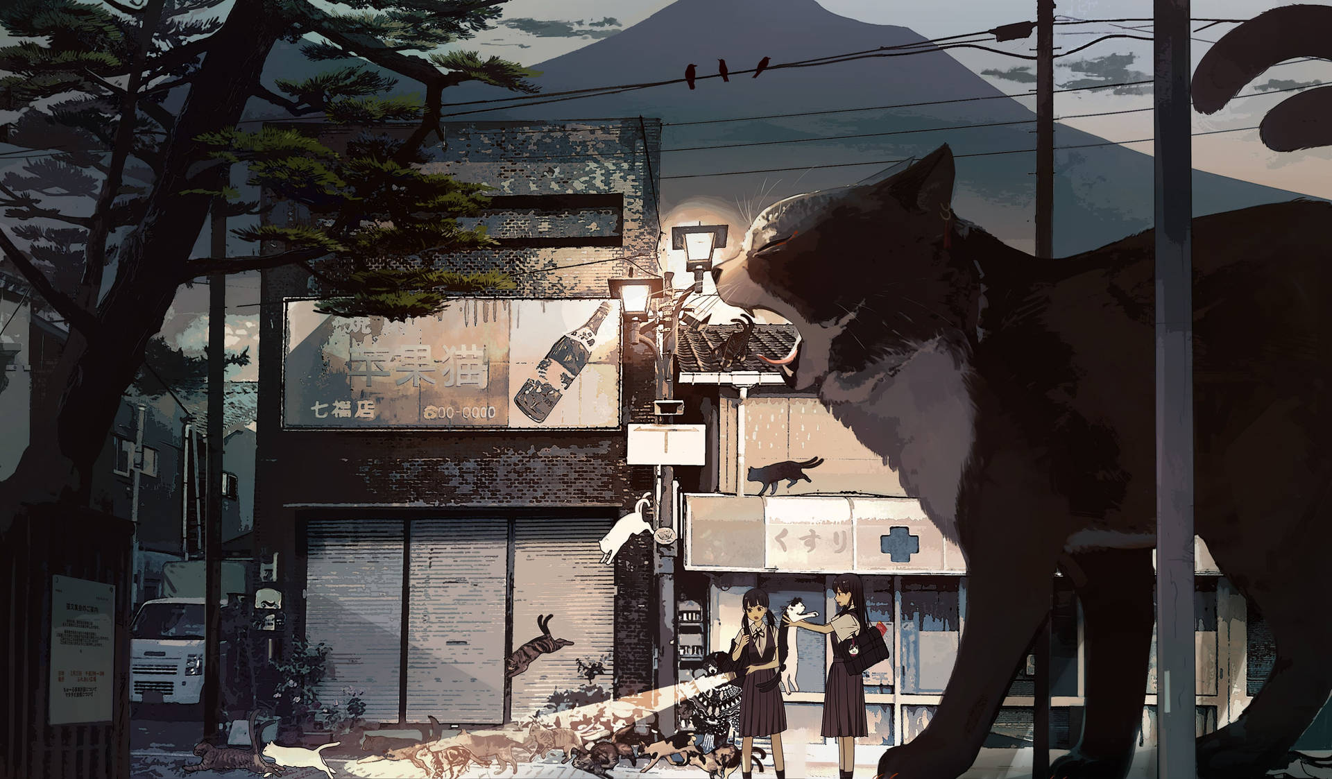 Stray Anime Cats Background