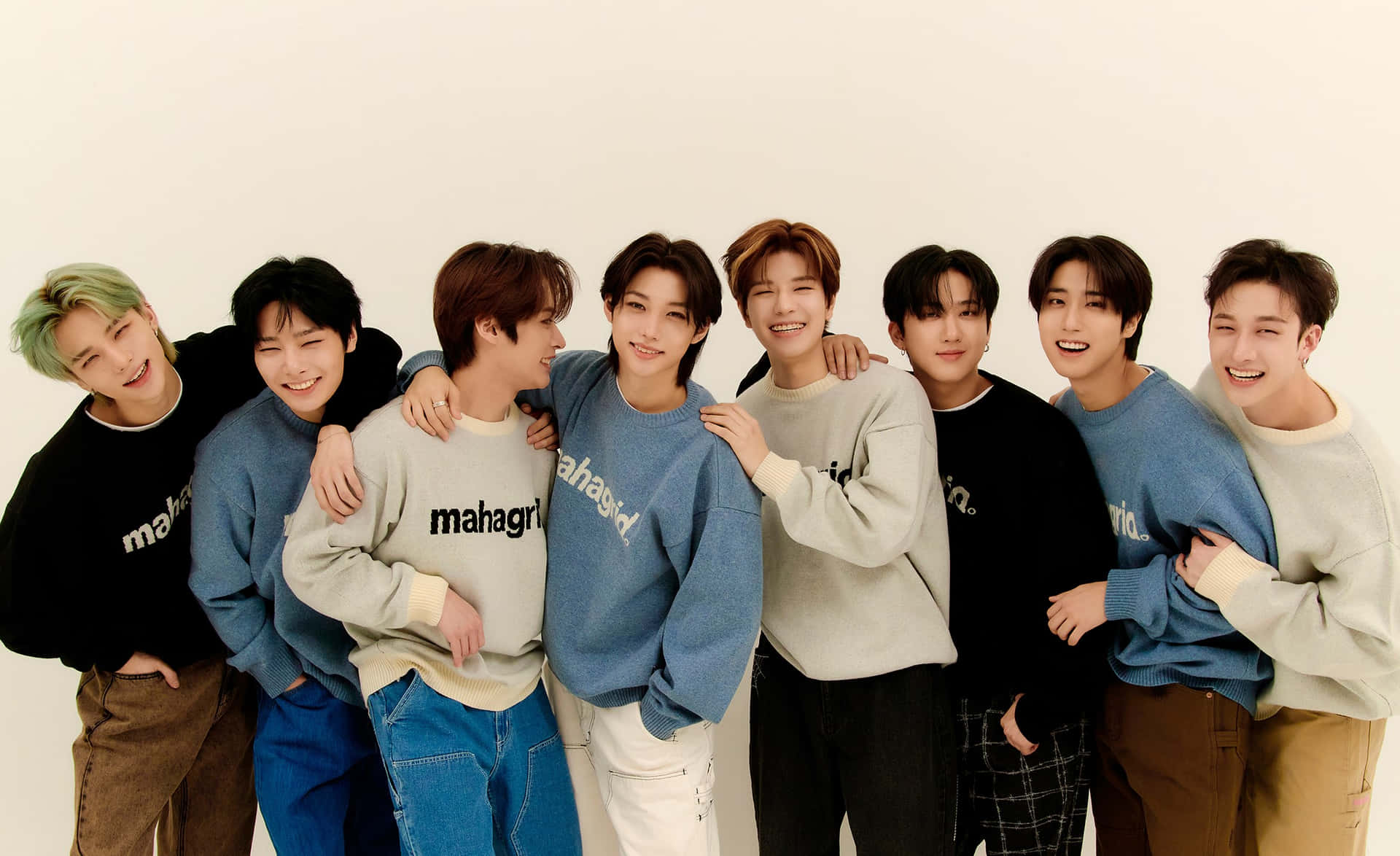 Stray Kids Group Photo Casual Style Background