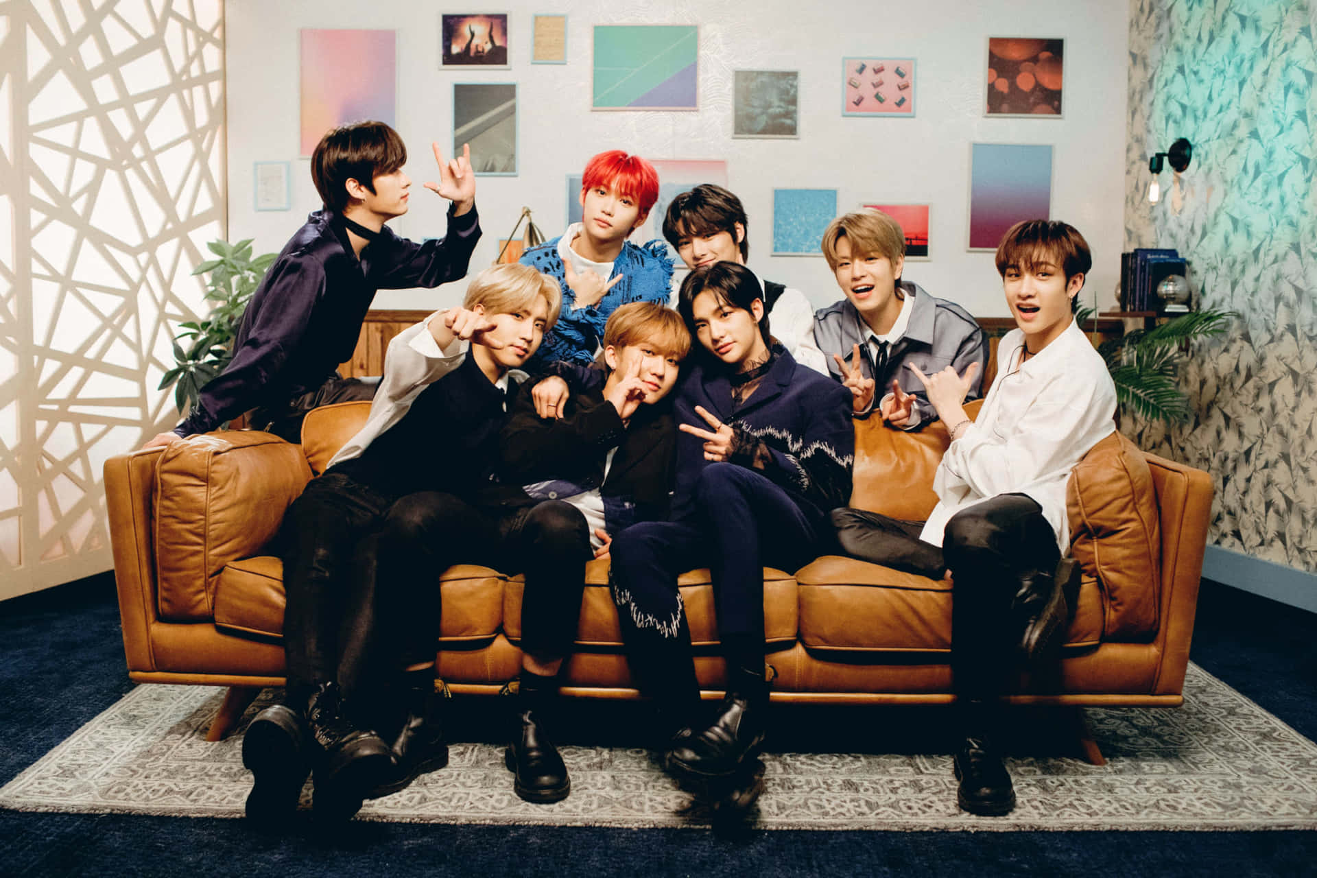 Stray Kids Group Photoon Couch