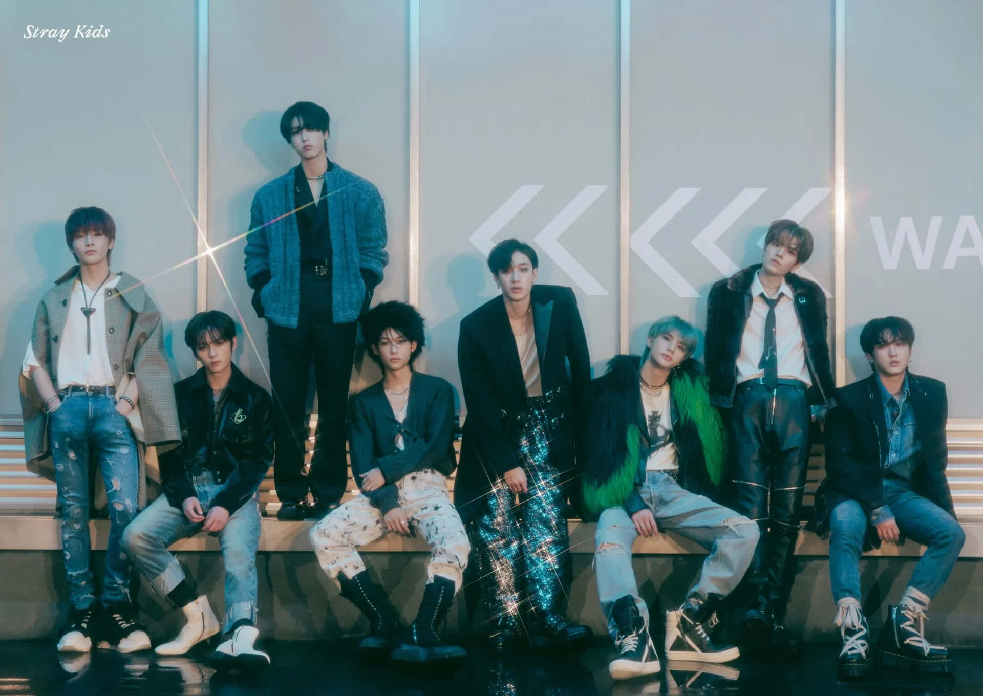 Stray Kids Group Pose Modern Backdrop Background