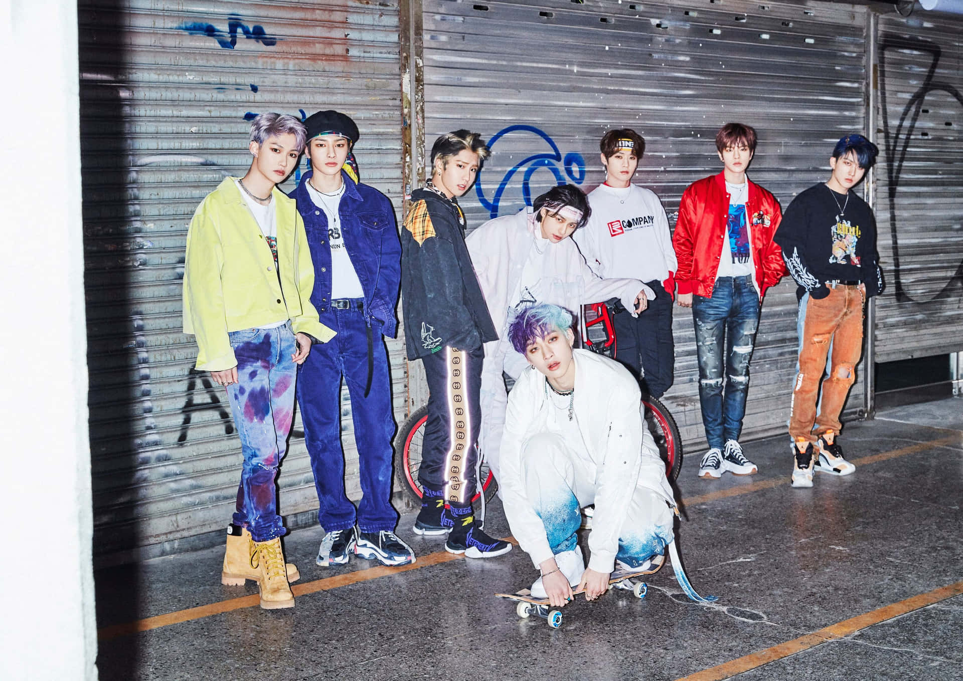 Stray Kids Urban Style Group Shot Background