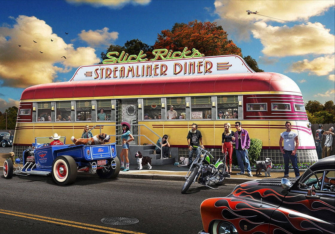 Streamliner 50s Diner Background