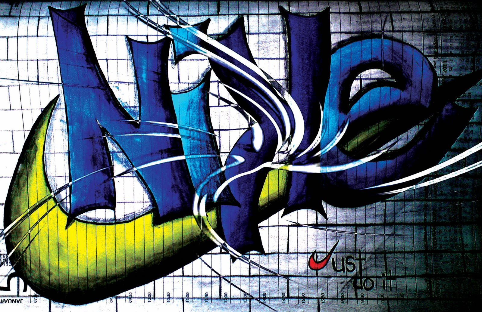 Street Art Featuring Nike Swoosh Logo Background