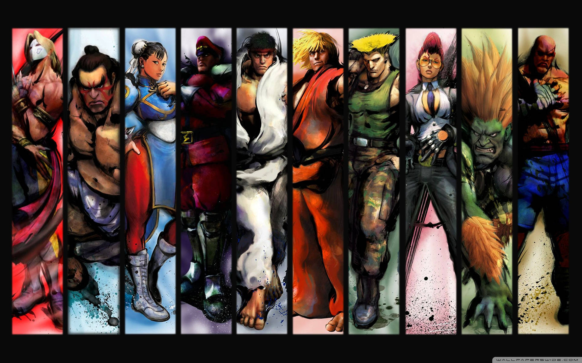 Street Fighter Characters Collage Background