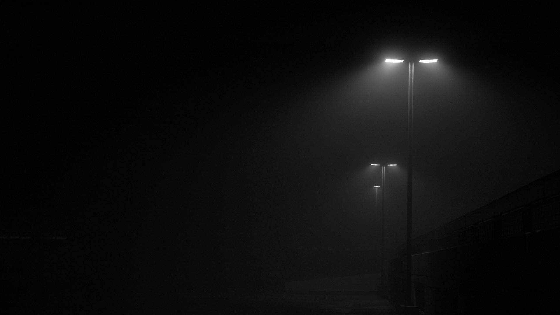 Street Lamps At Night Dark Gray Background