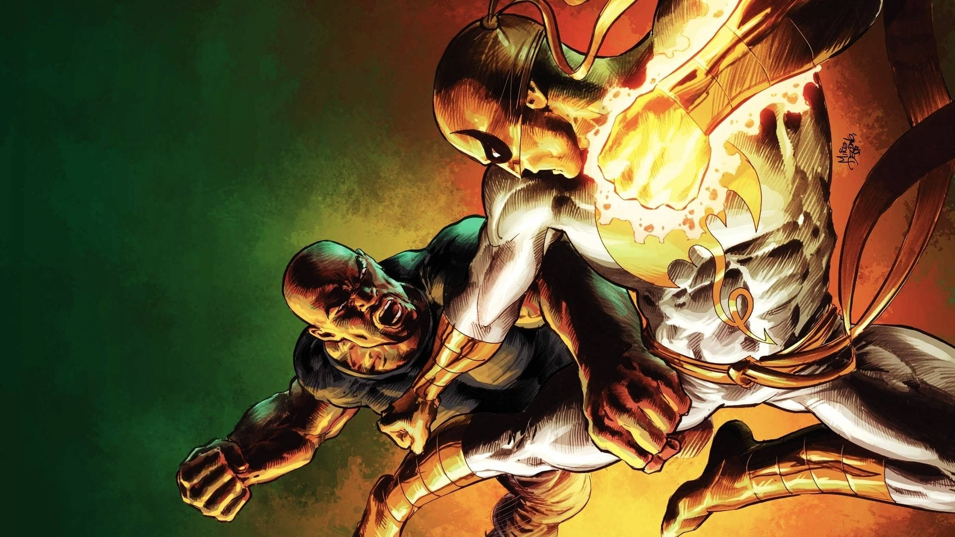 Street Level Superheroes Iron Fist And Luke Cage Background