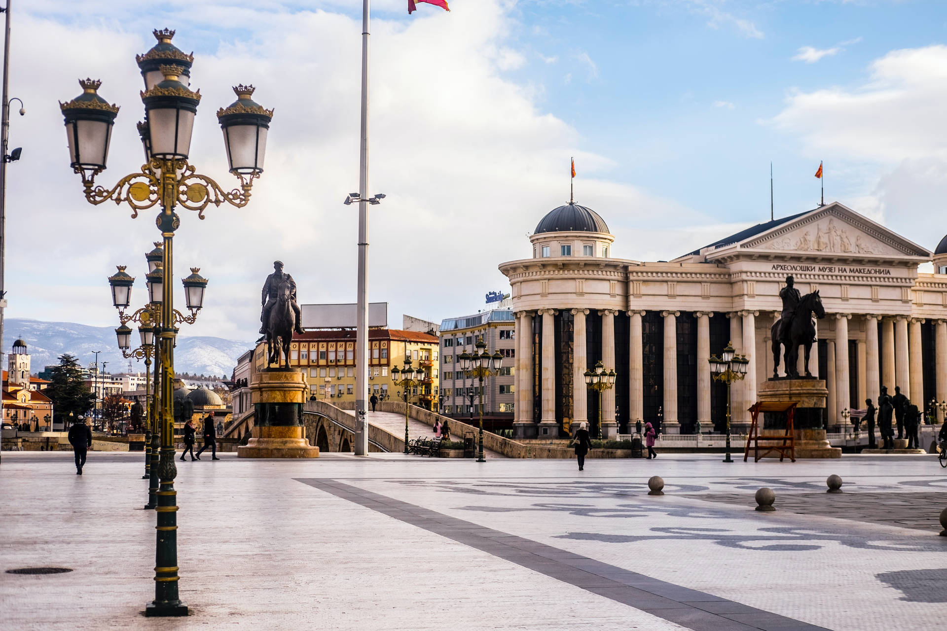 Street Lights In North Macedonia Background