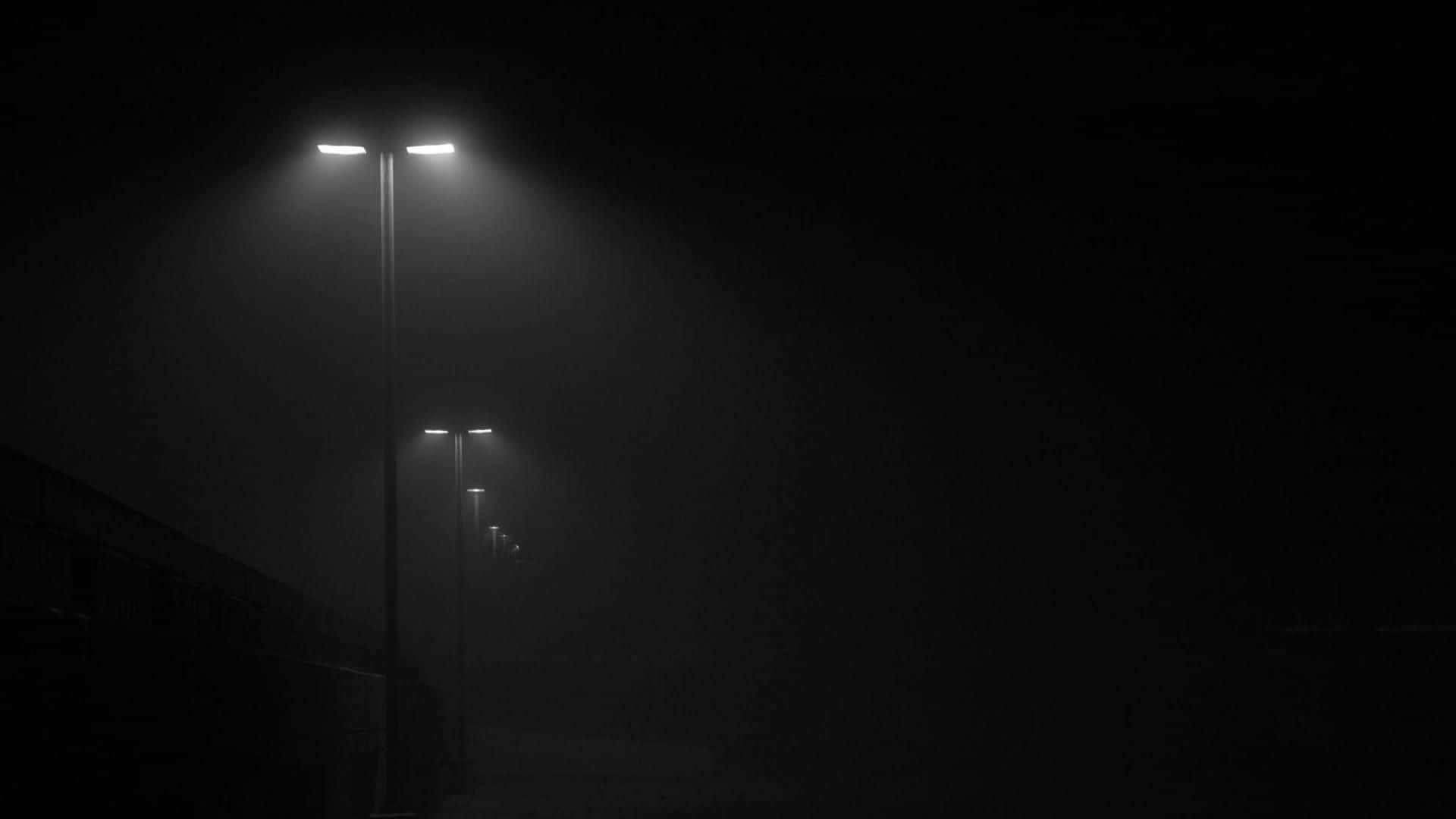 Street Lights In The Fog Background