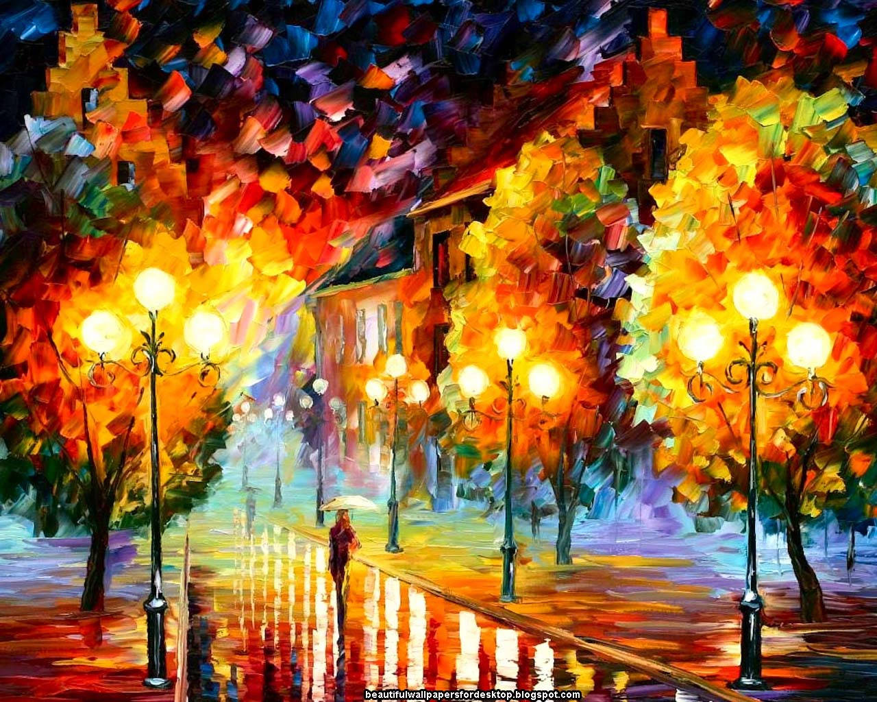 Street Lights Paint Art Background