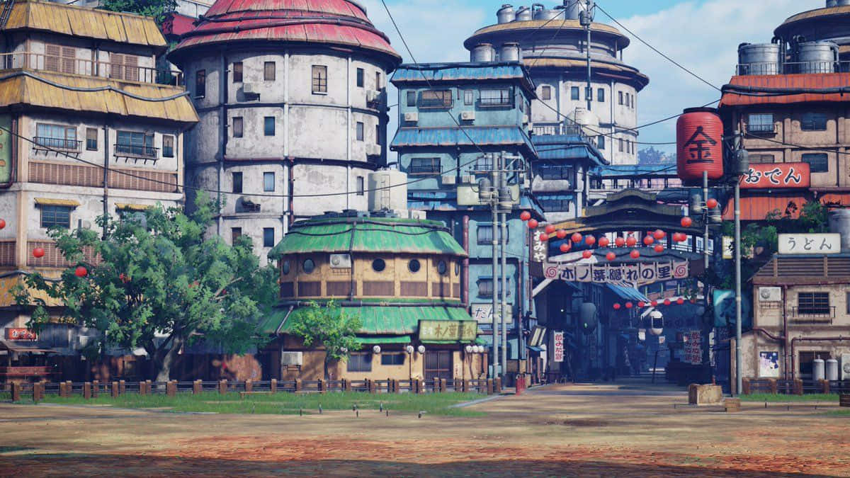 Streets Of The Konoha Village Background