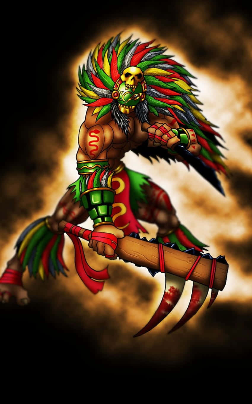 Strength And Honor Of The Aztec Warrior Background