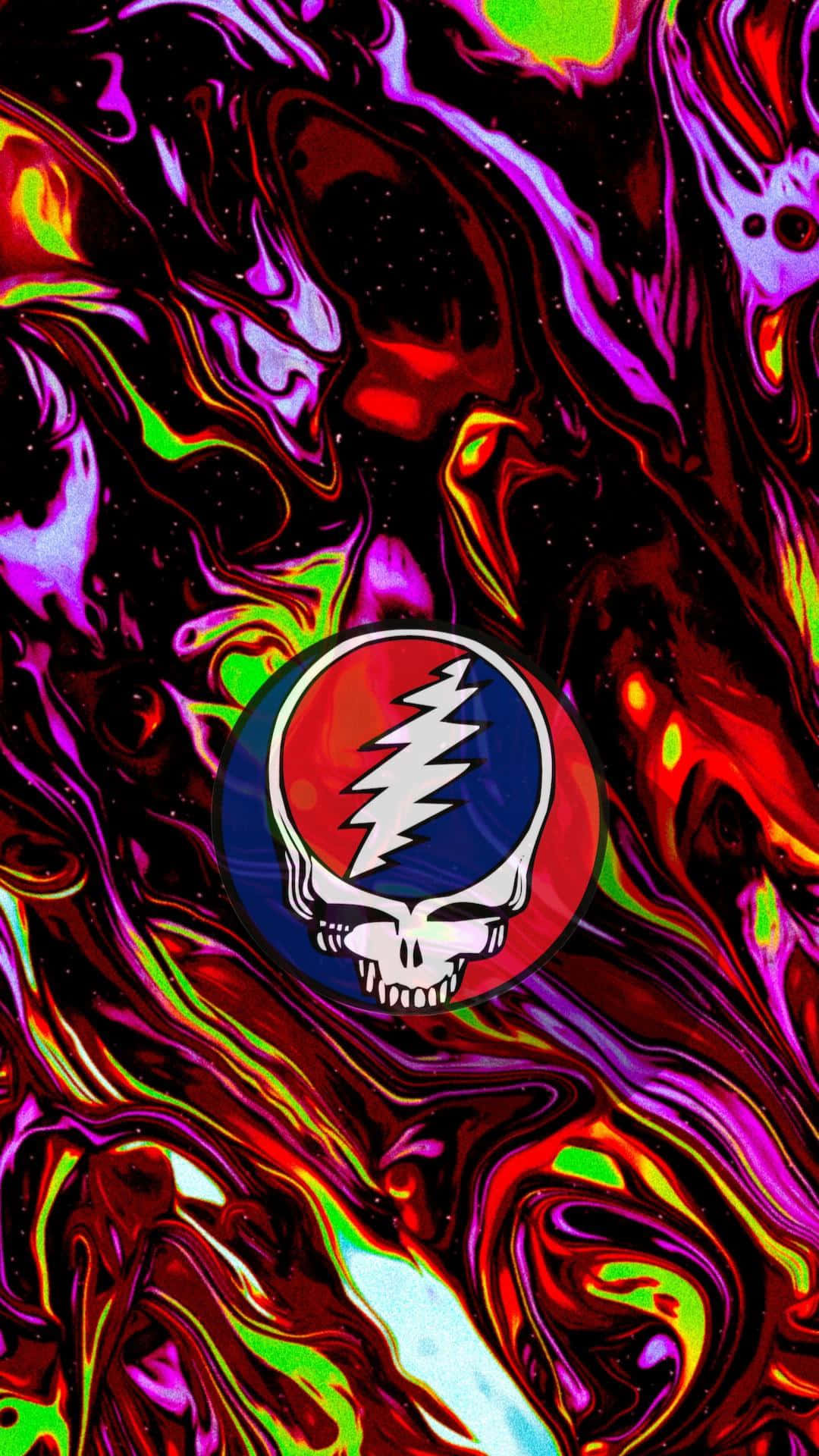 Stretchy Luminous Skin And Skull Logo Of Grateful Dead Iphone Background