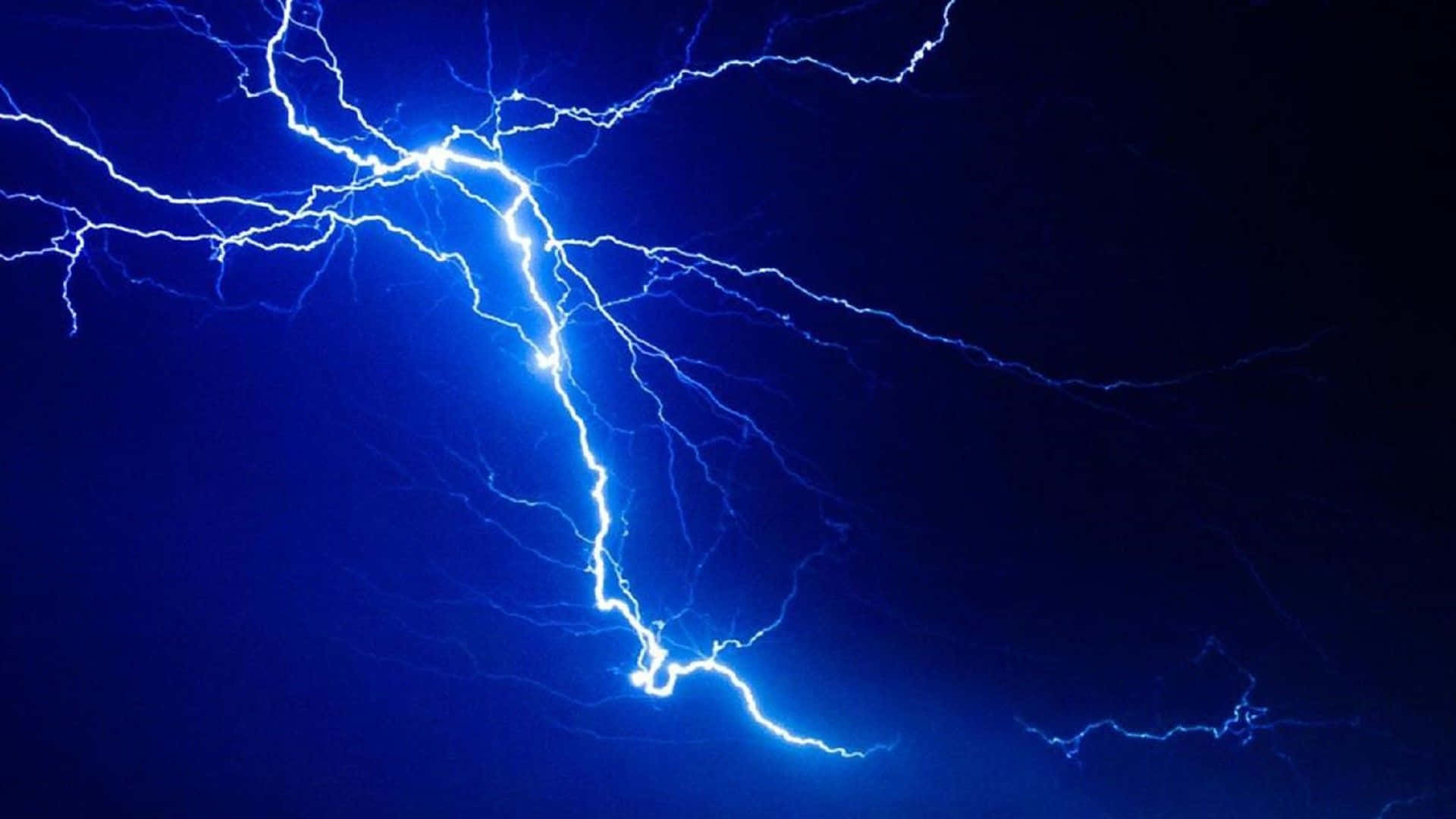 Strike Of Blue Lightning Background