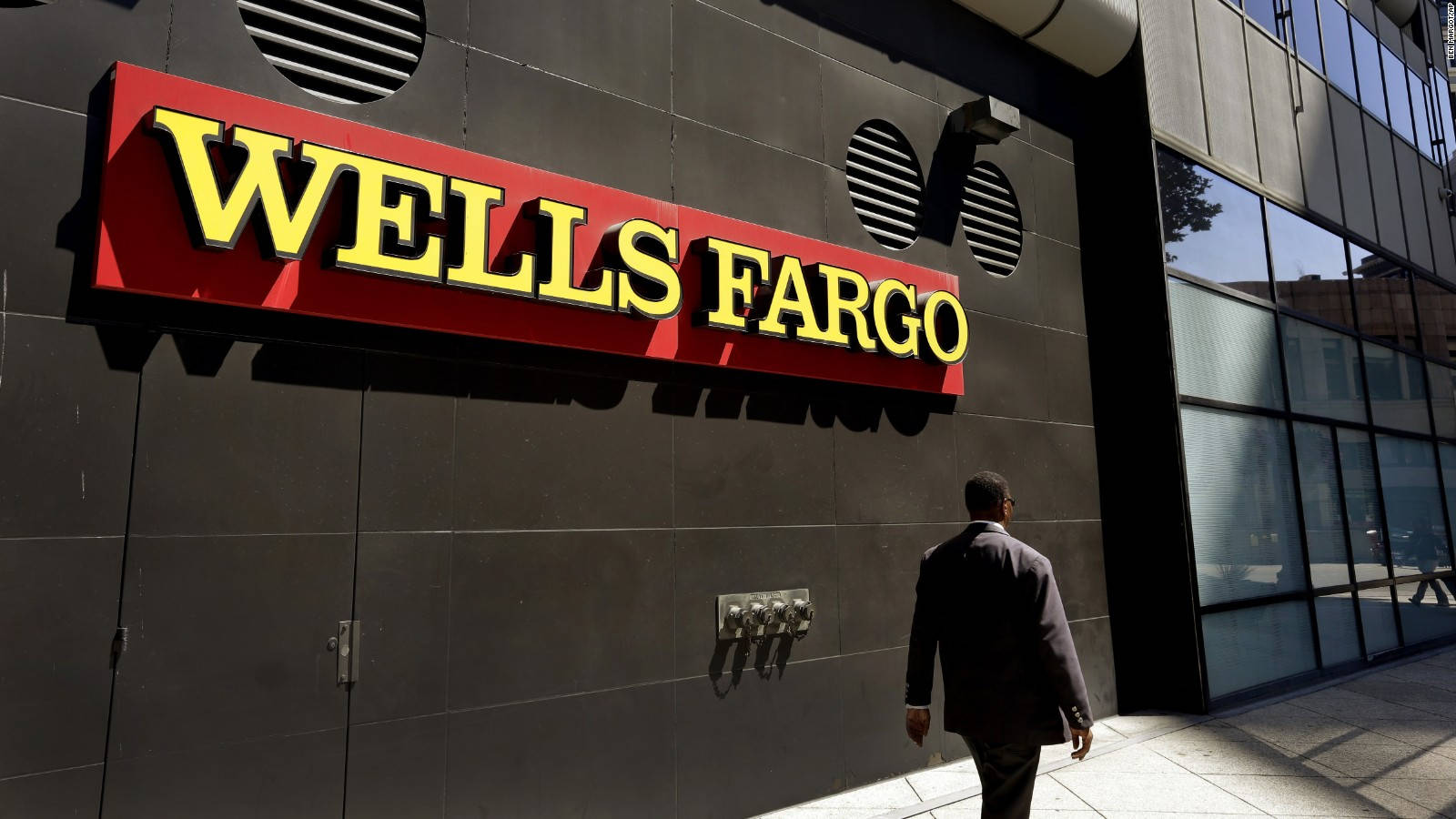 Striking Black And White Shot Of Wells Fargo Building Background