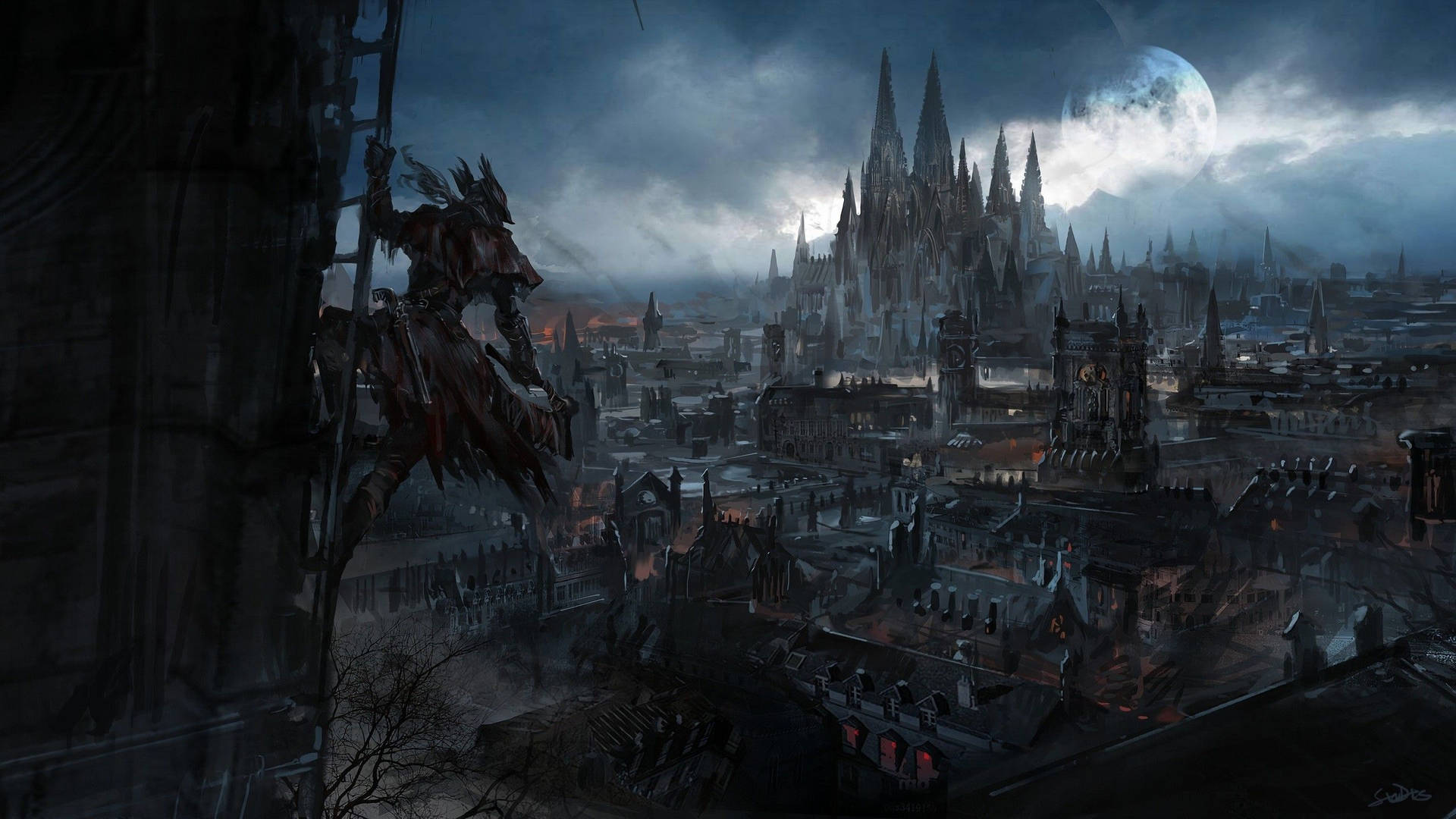 Striking City View From The Bloodborne Game In 1440p Resolution Background