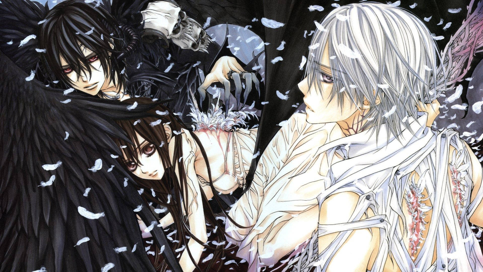 Striking Contrast Of Light And Dark In Vampire Knight Anime Series Background