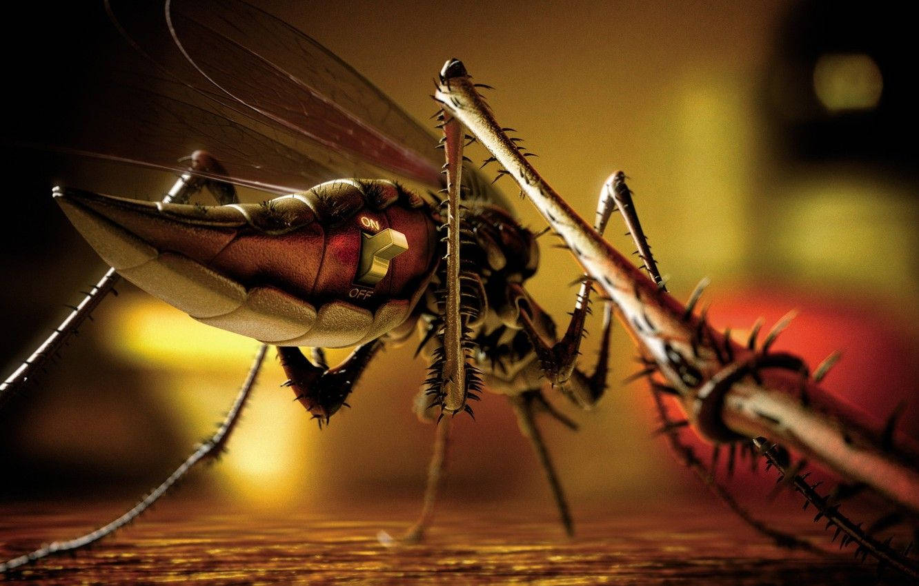 Striking Digital Artwork Depiction Of A Mosquito Background