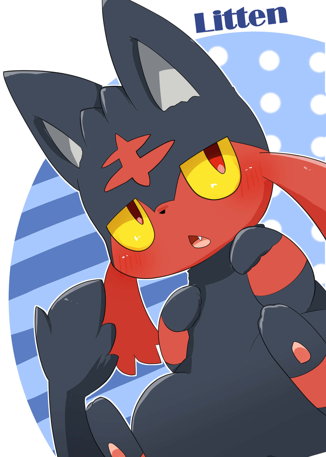 Striking Digital Artwork Of Litten, A Memorable Pokemon Character Background