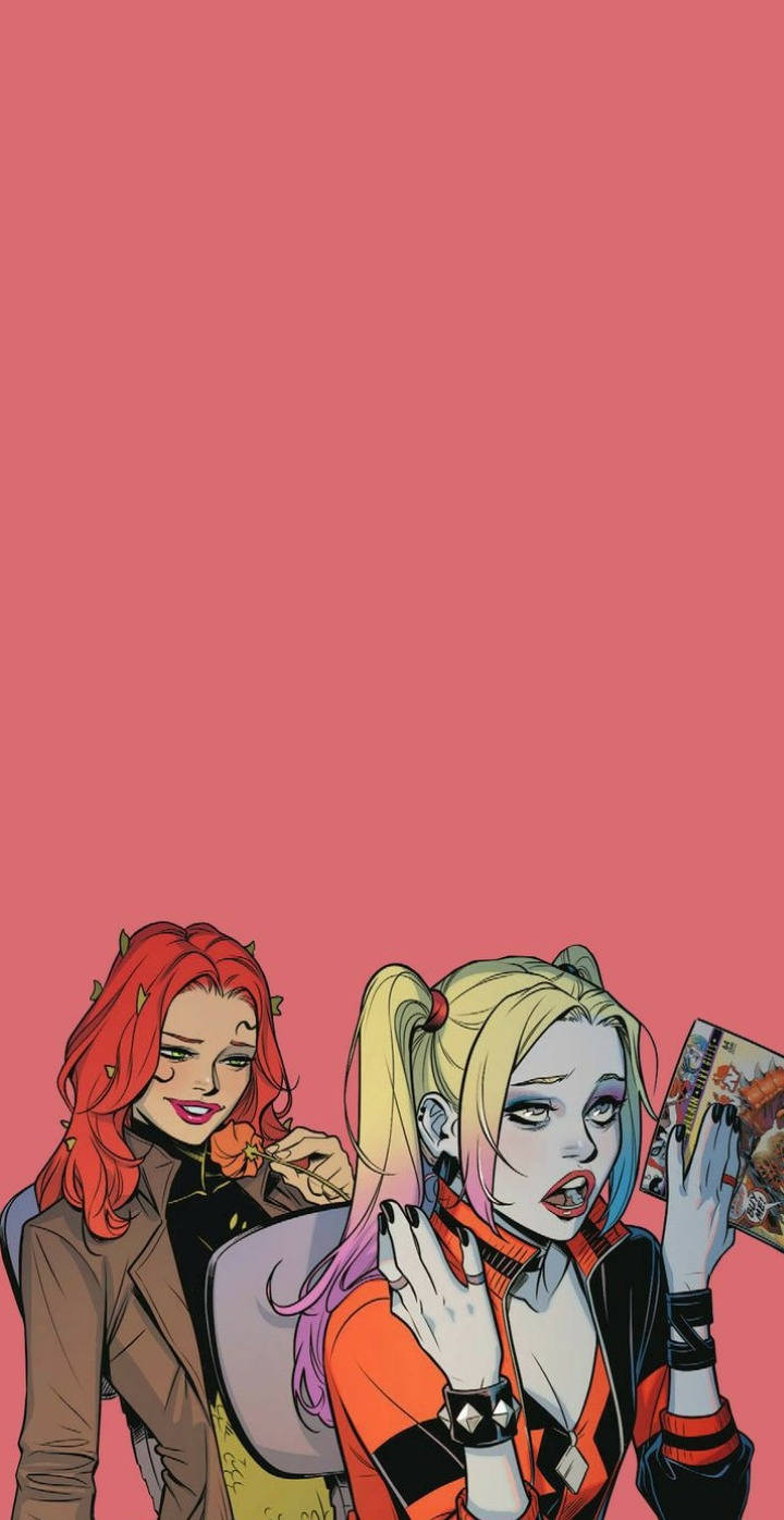 Striking Image Of Harley Quinn In Pink On Phone Background