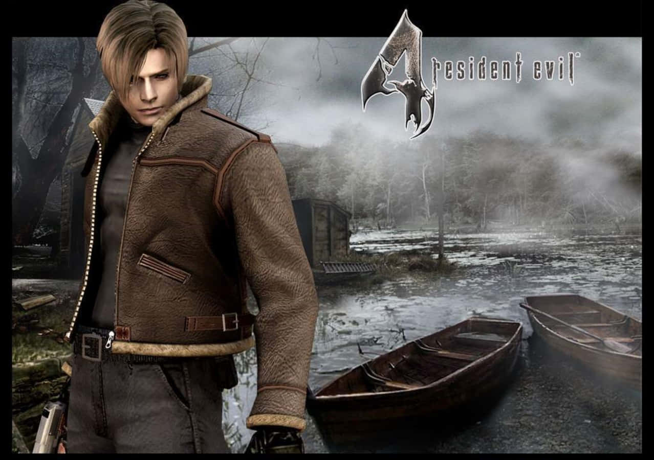 Striking Image Of Leon S. Kennedy In Action Background