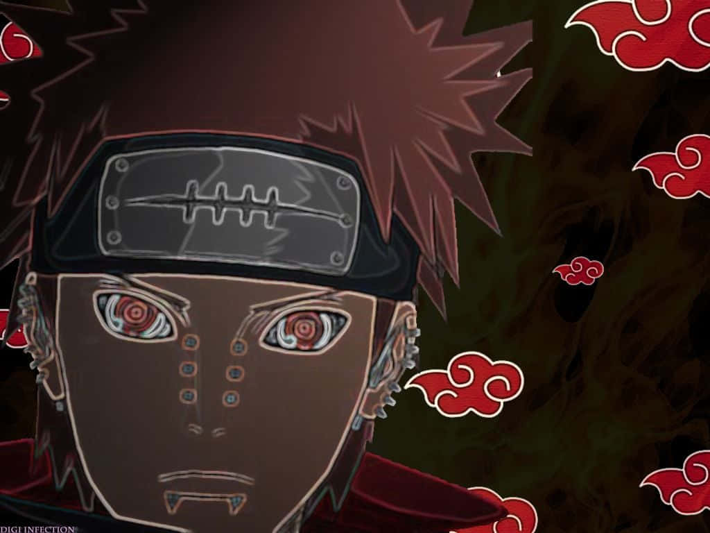Striking Image Of Pain Akatsuki In Mid-action Background