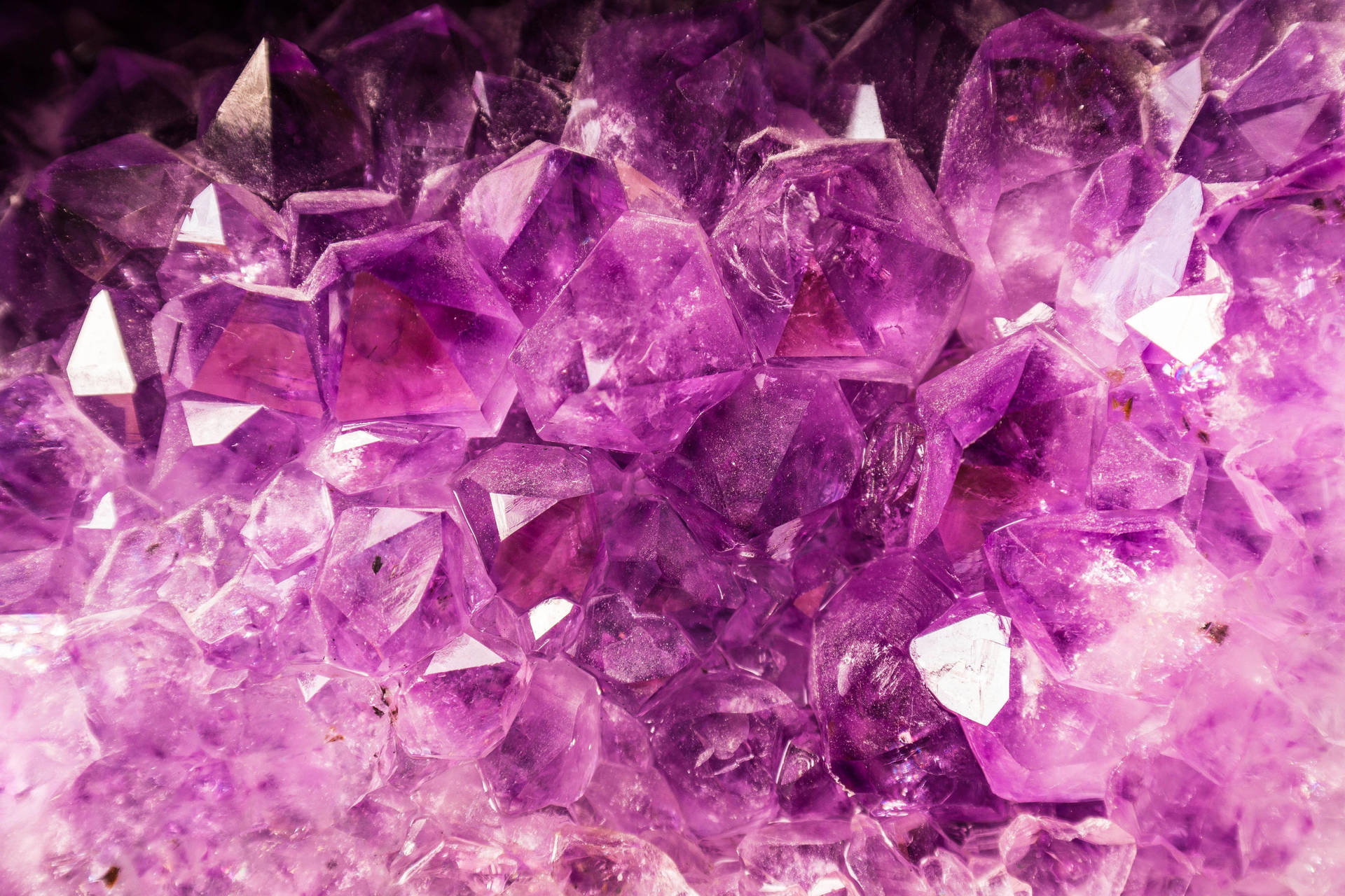 Striking Purple Amethyst Crystal Cluster Background