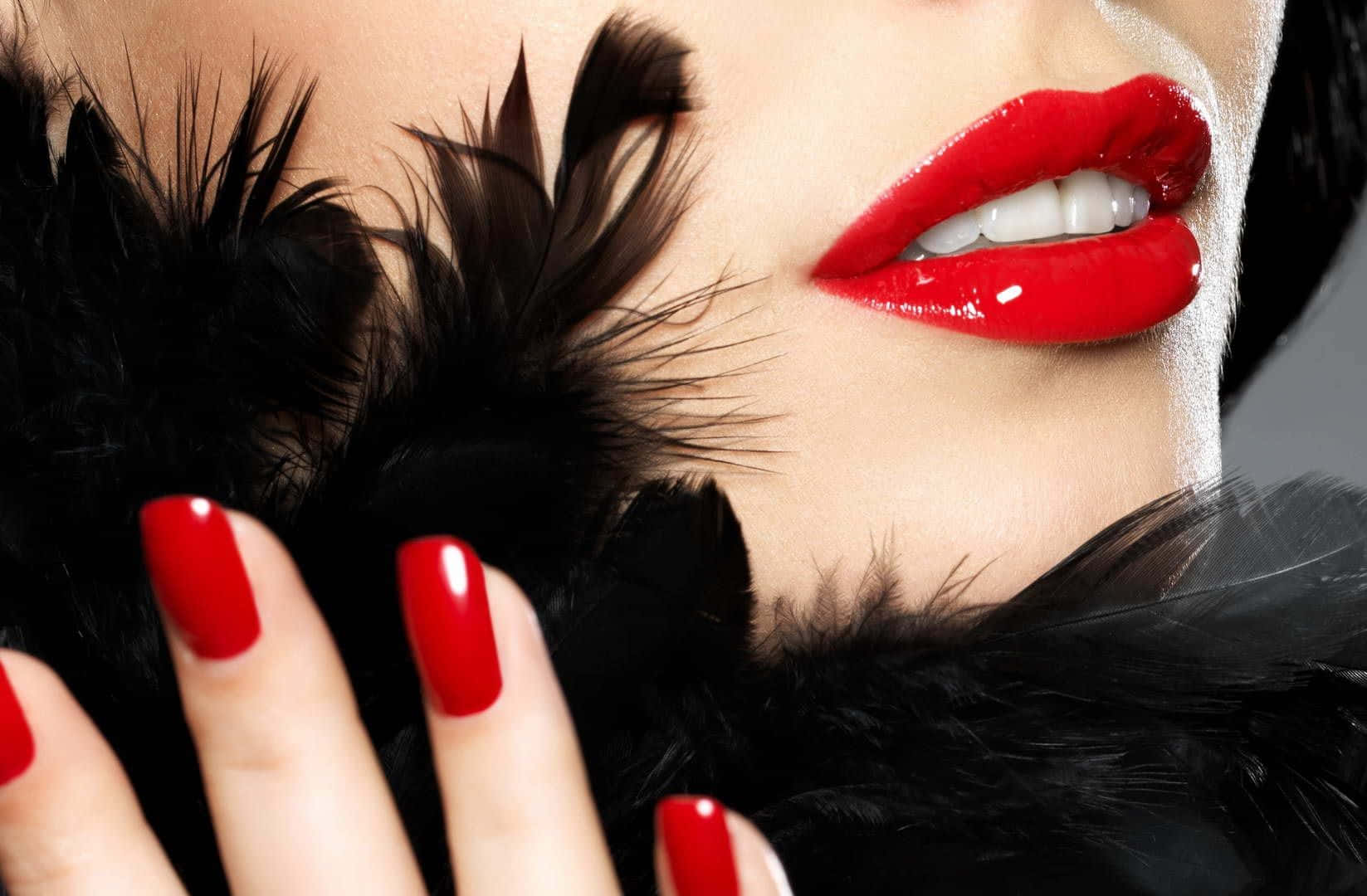 Striking Red Lips In High Definition Background