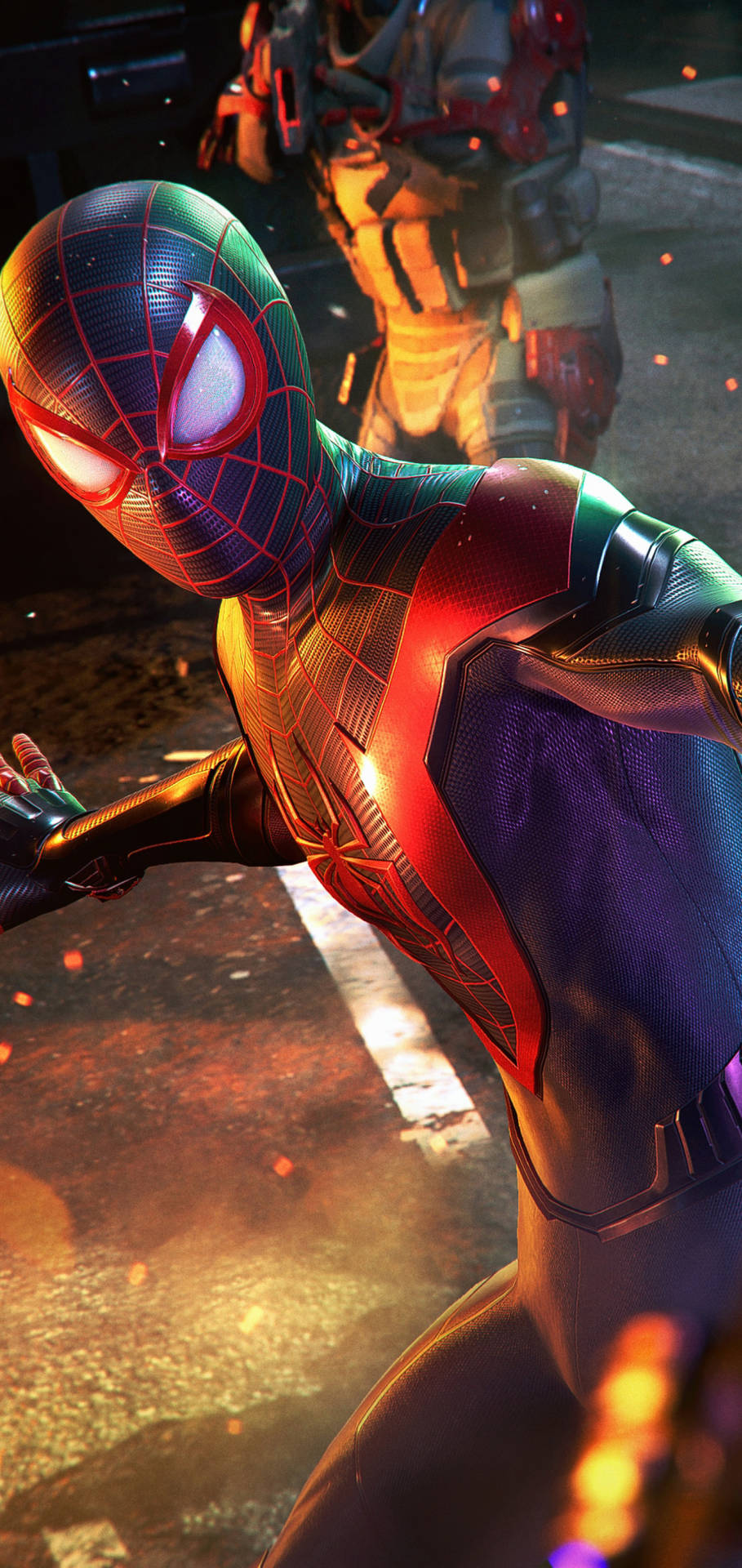 Striking Snapshot Of Spider-man: Miles Morales Character In Action On Ps5 Background