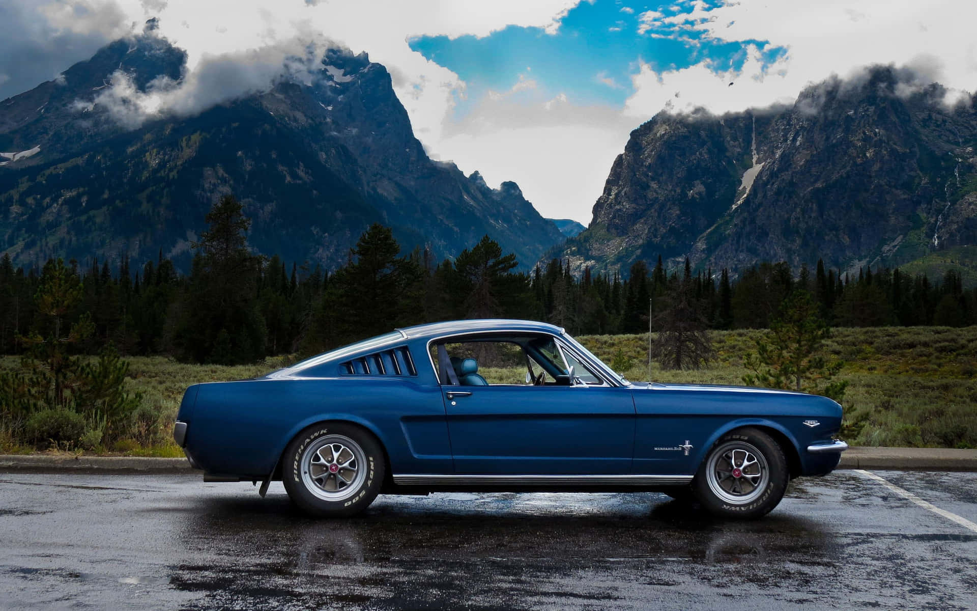 Striking View Of A 1966 Ford Mustang Fastback Background