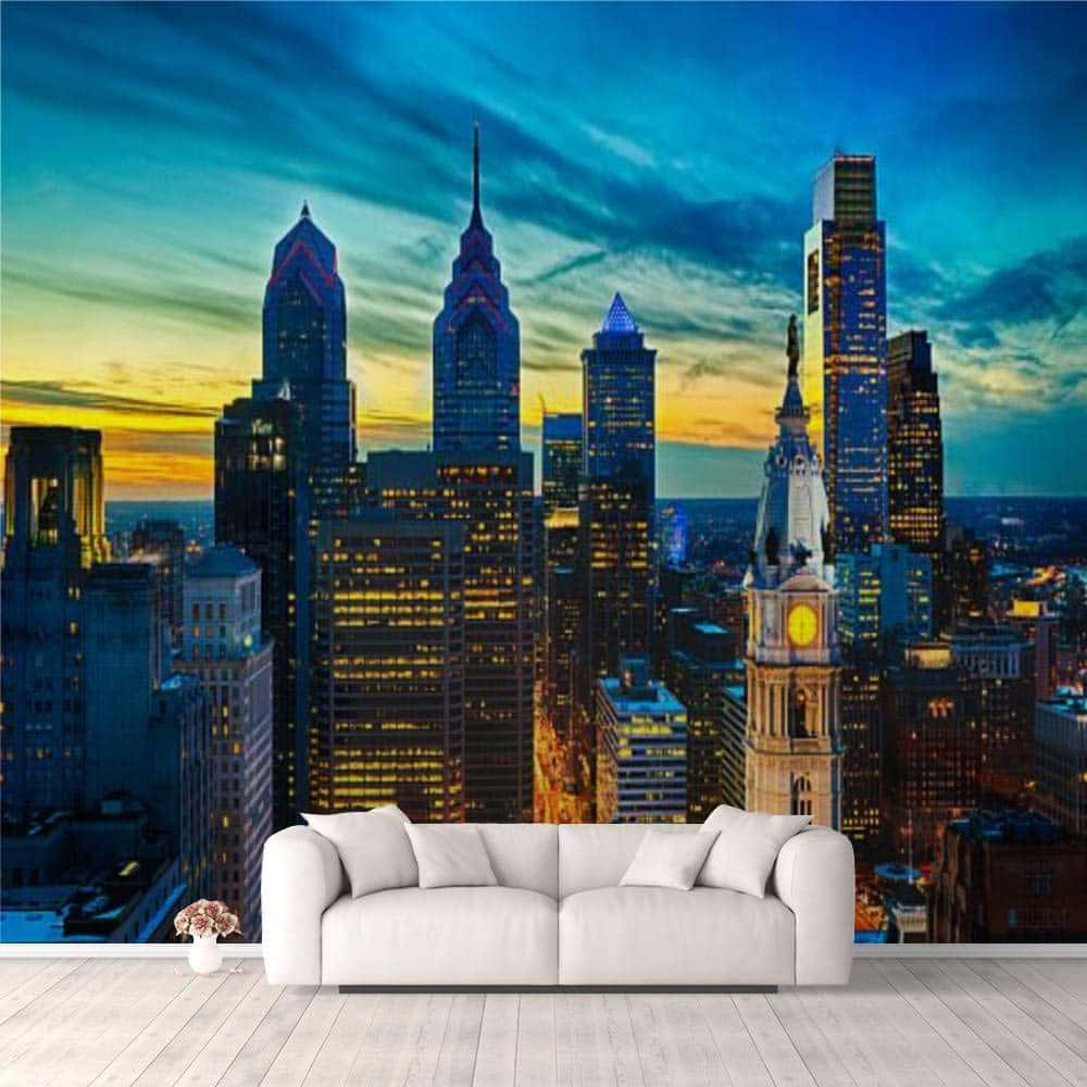 Striking View Of The Philadelphia Skyline Background