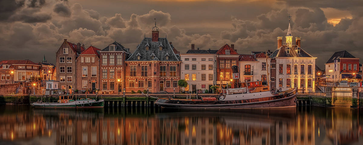 Striking View Of Traditional Dutch Houses Background