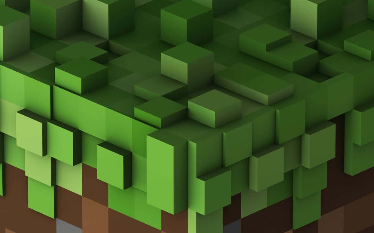 Striking Visual Of Verdant Grass Blocks In Minecraft Universe Background