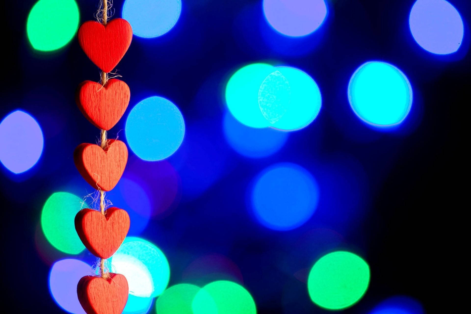 String Of Red Hearts Love Full Hd Background