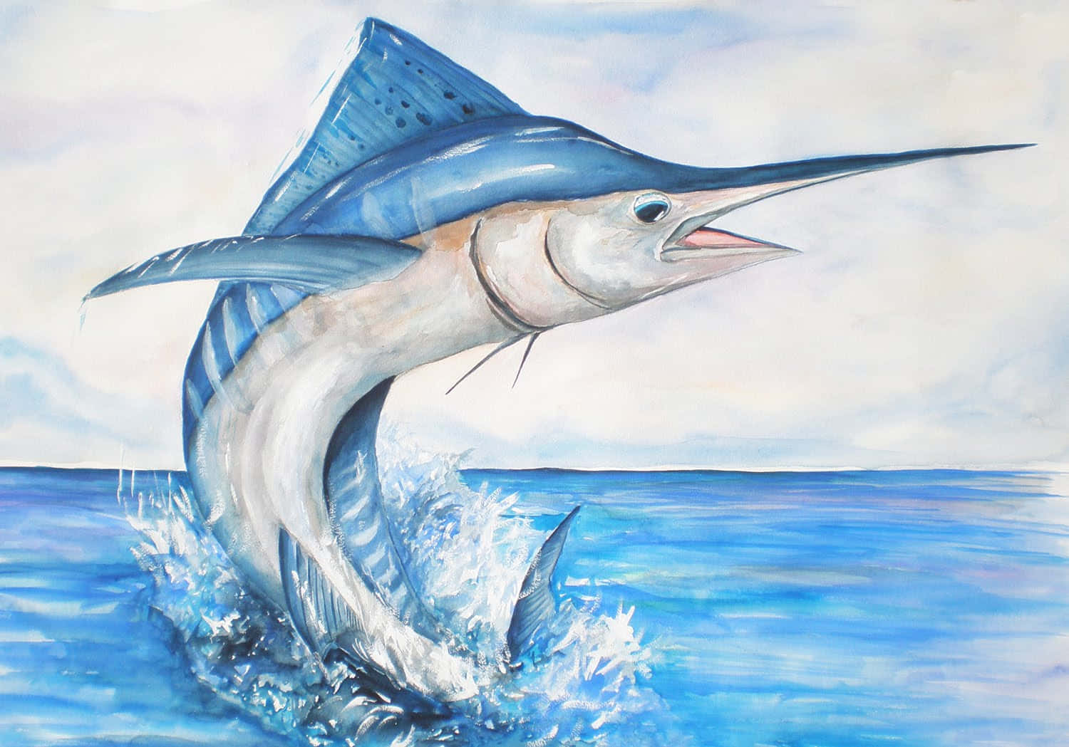 Stripe Marlin In The Blue Ocean