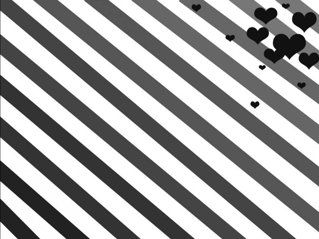 Striped Black And White Heart Background