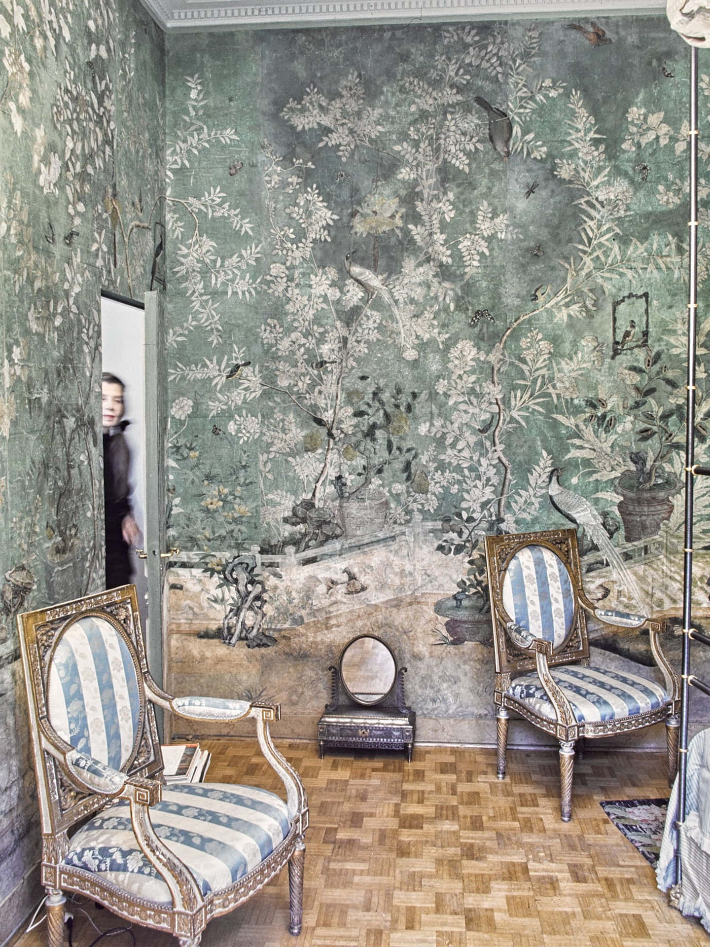 Striped Chairs In Pauline Rothschild Bedroom