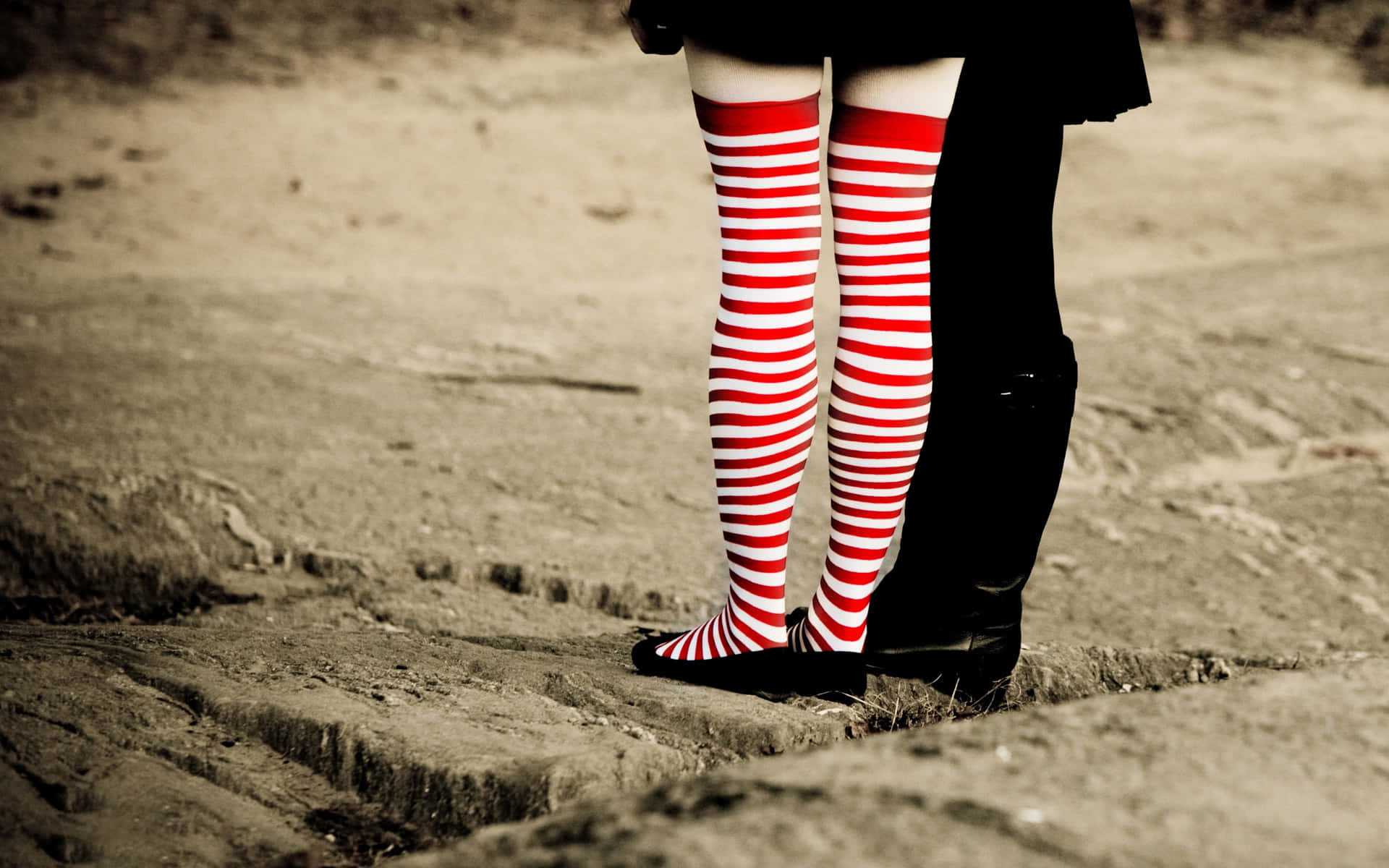 Striped Stockings Outdoors Background