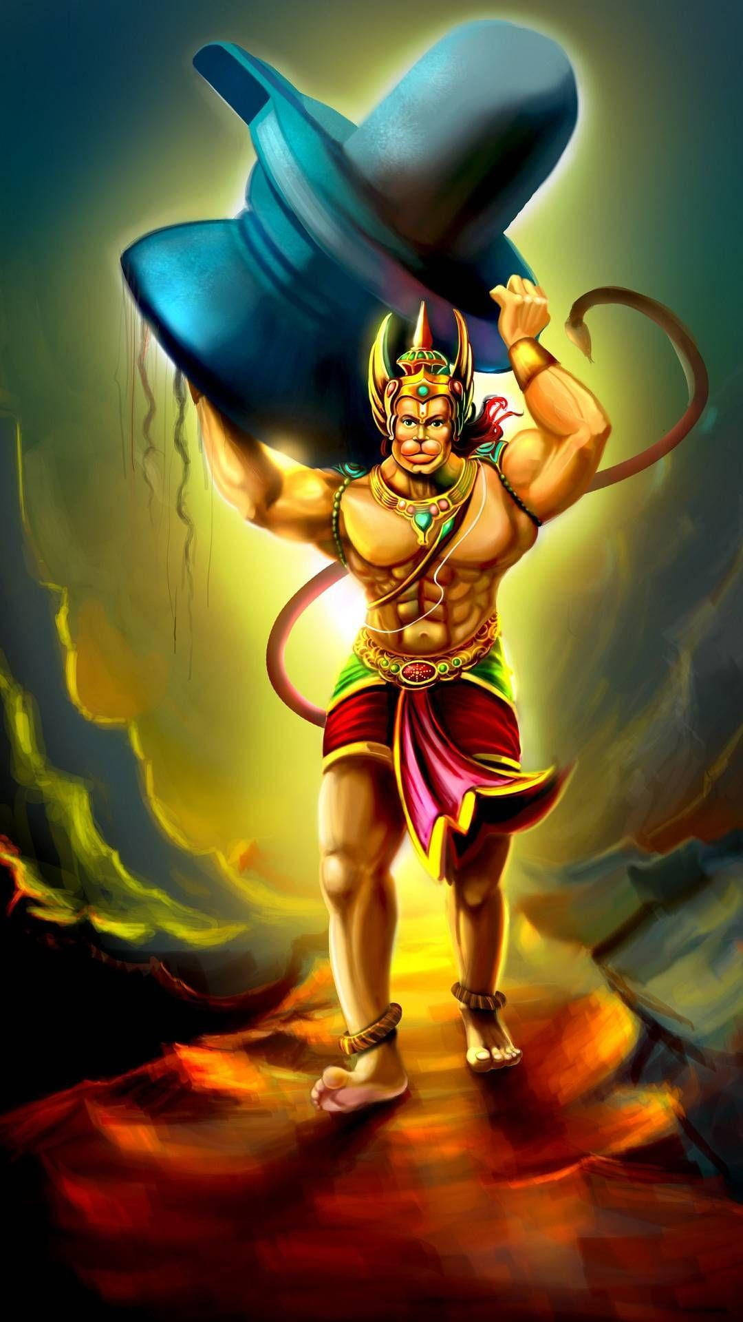 Strong Hindu God Hanuman Phone Background