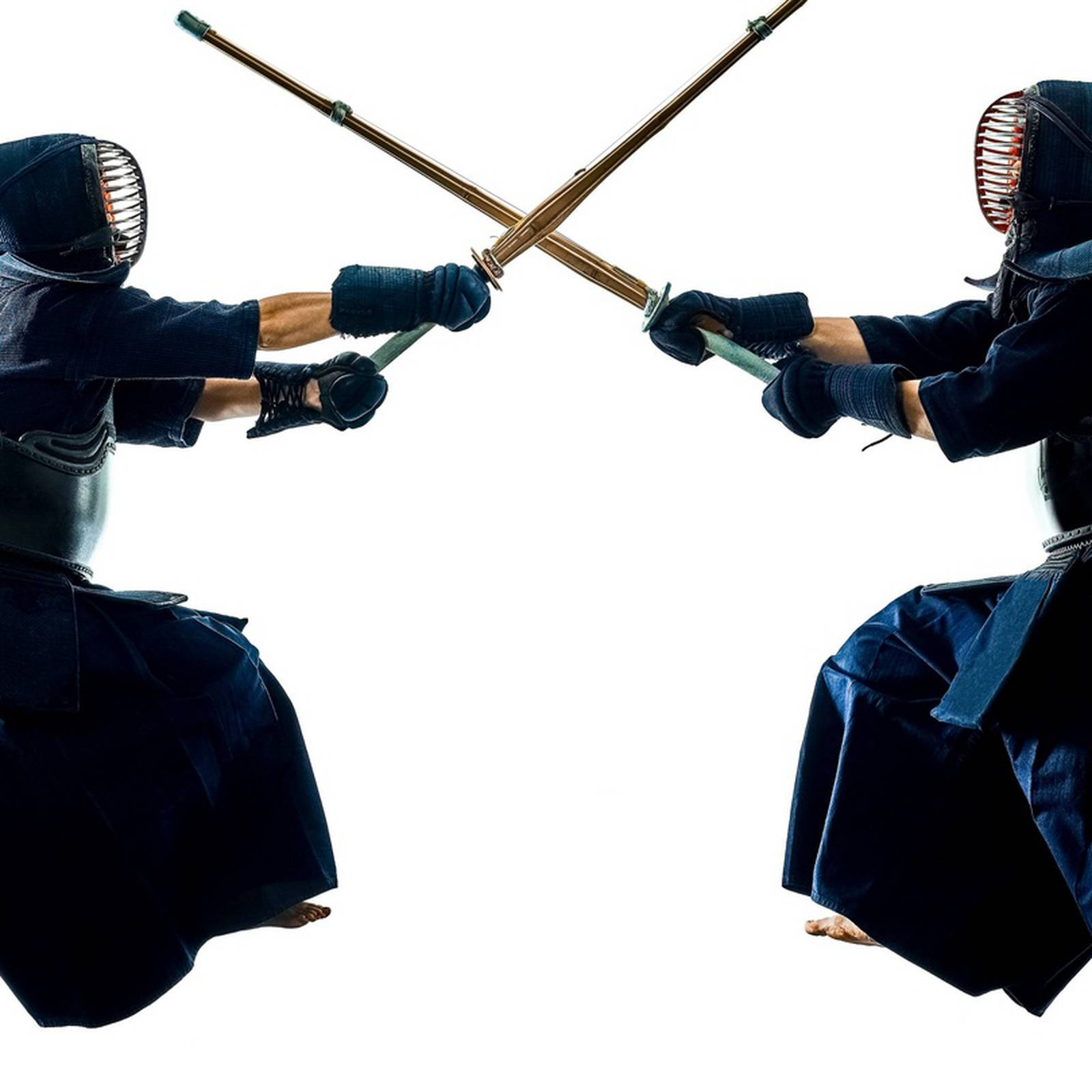 Strong Kendo Warrior Mid-move In Martial Arts Performance