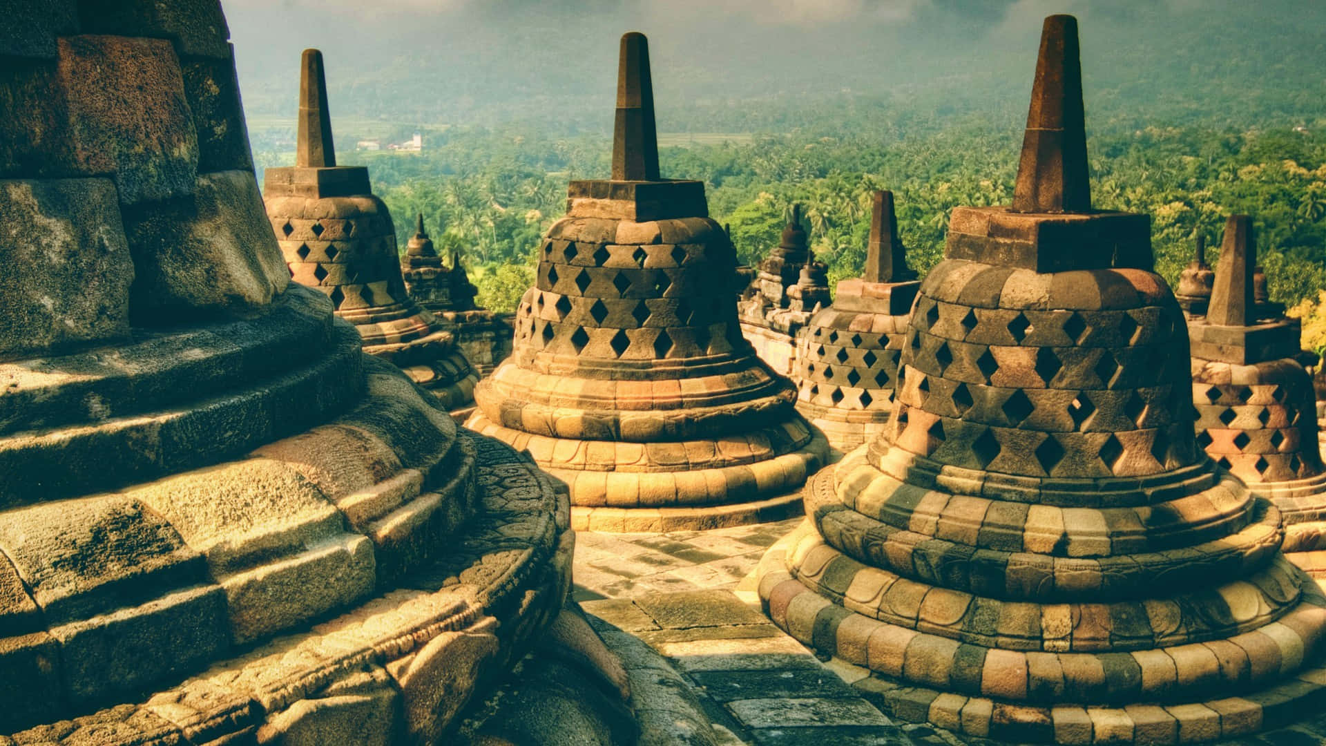 Structures In Borobudur Temple Background