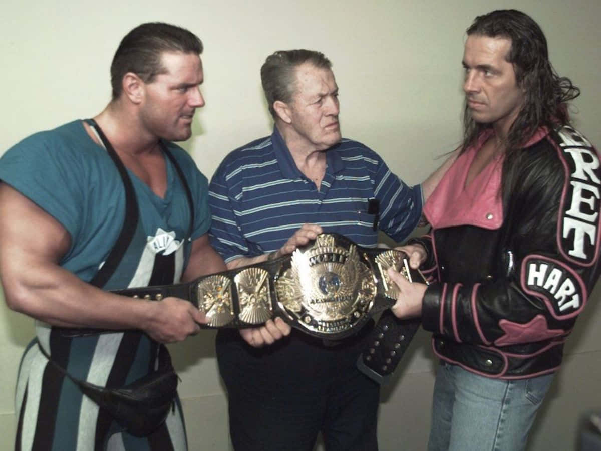 Stu Hart With His Sons Bret Hart And Davey Boy Smith: Legacy Of Wrestling Background