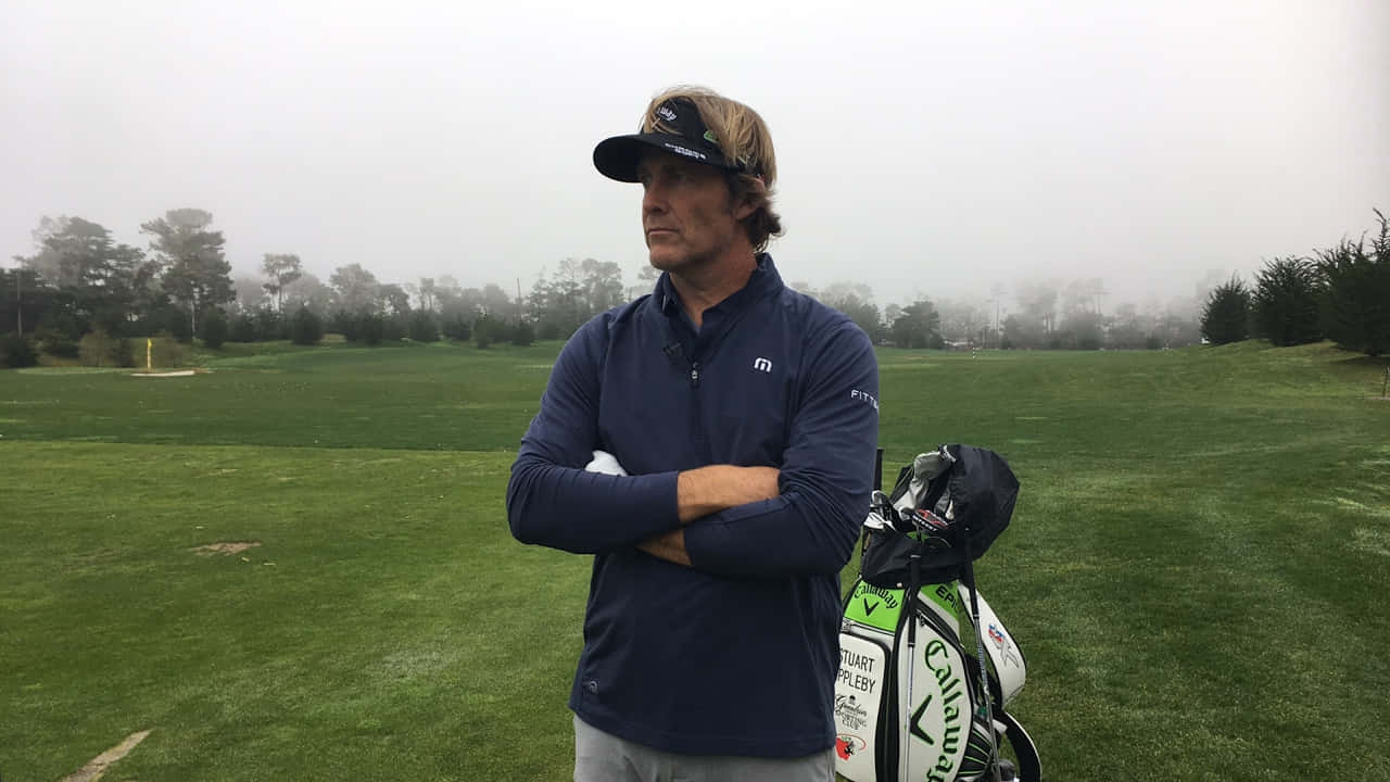 Stuart Appleby With Caddy Bag Background