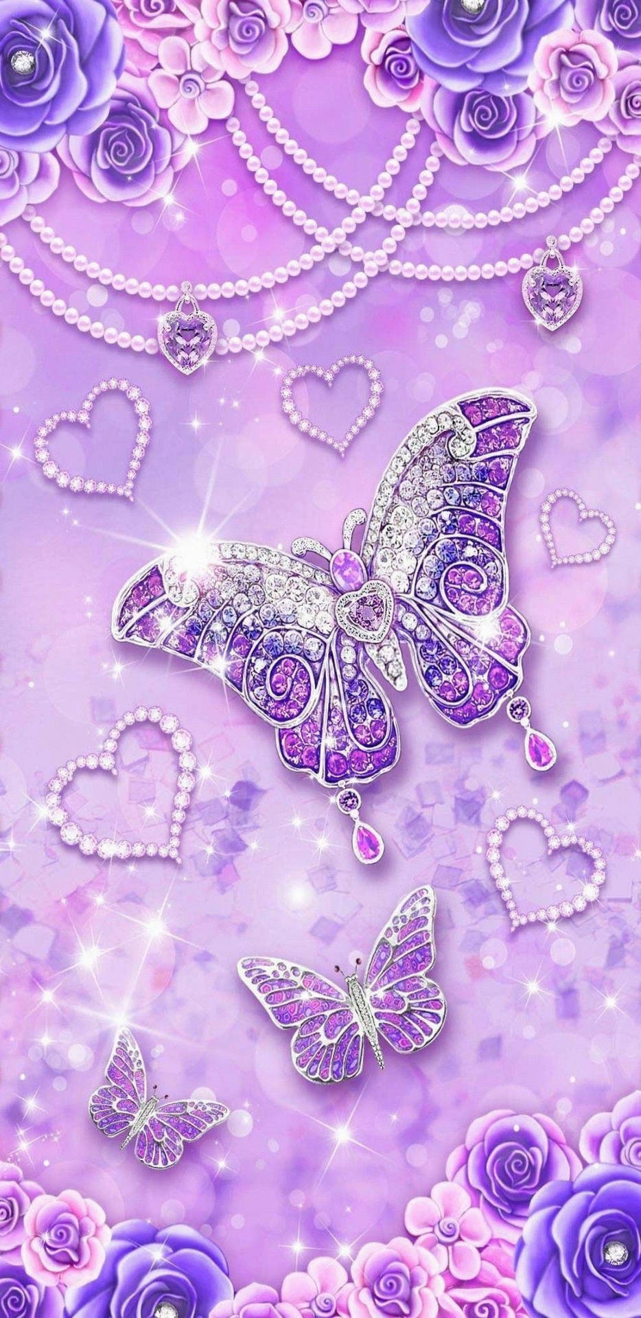 Studded Purple Butterfly Phone Background Background