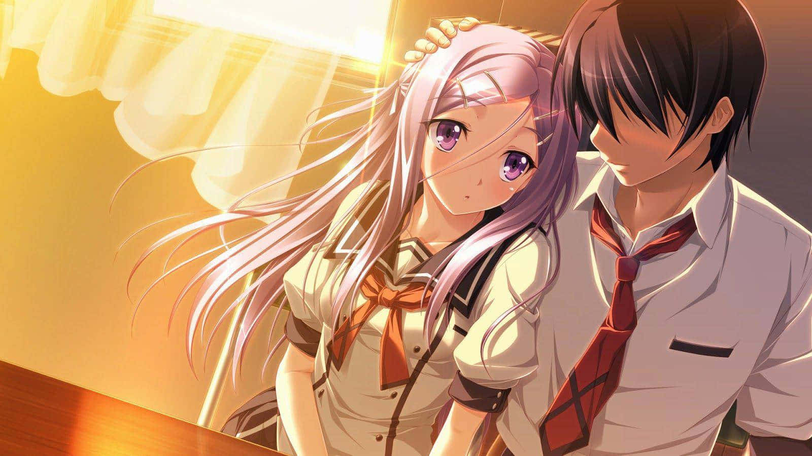 Student Couple With Sunlight Romance Anime