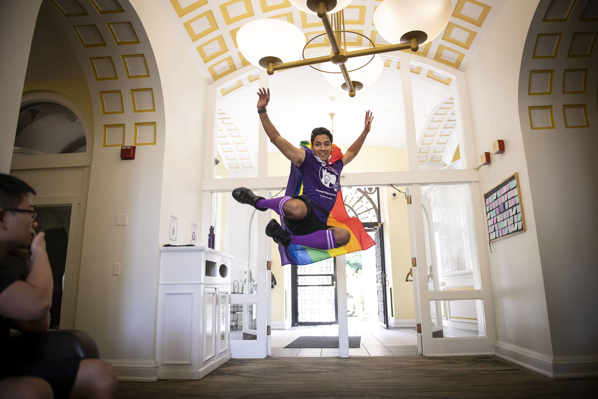 Student Jumping At Carnegie Mellon University Background