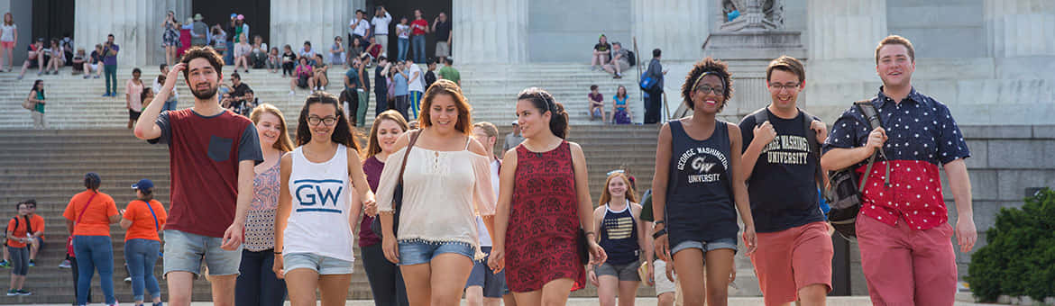 Students At George Washington University Campus Background