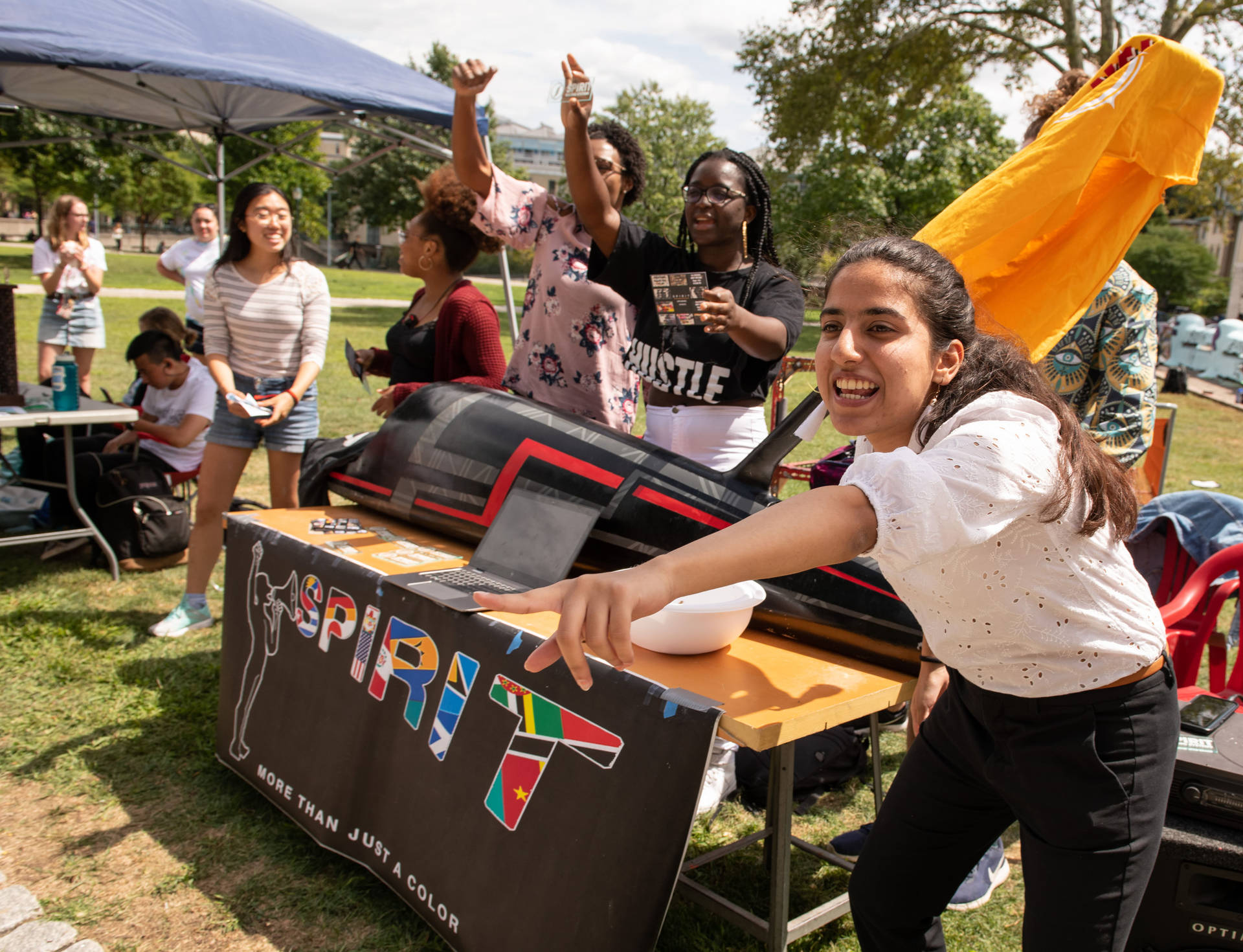 Students Engaging At Booth, Carnegie Mellon University Background