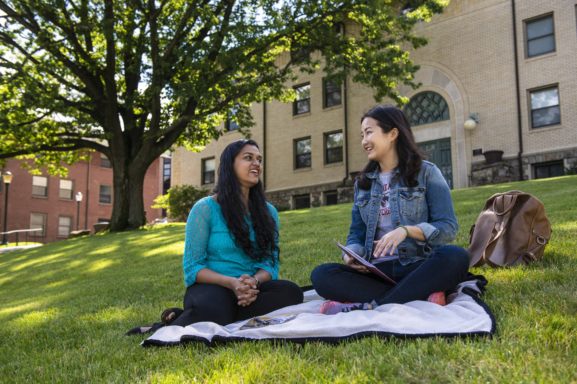 Students On Grass At Carnegie Mellon University Background