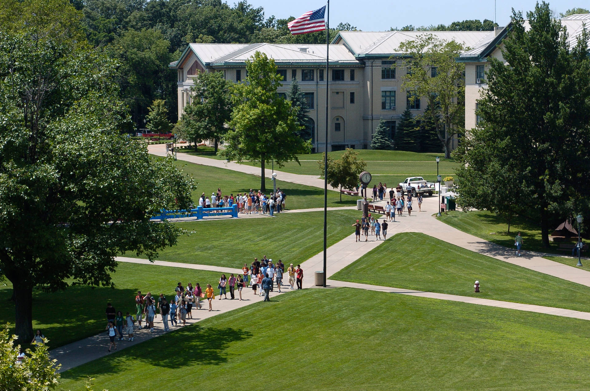 Students Walking At Pathway Carnegie Mellon University Background