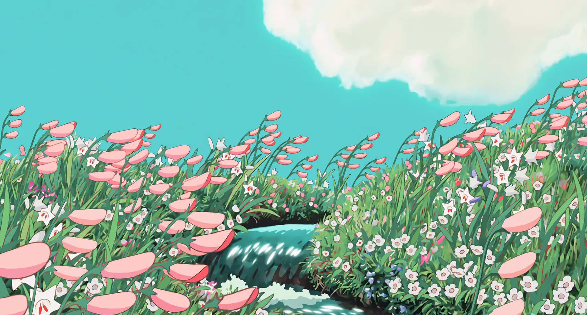 Studio Ghibli Aesthetic Desktop Howl's Moving Castle River Background